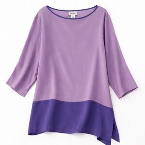 Neiman Marcus 100% Silk Pajama Loungewear Resort Tunic Top Purple Size Medium